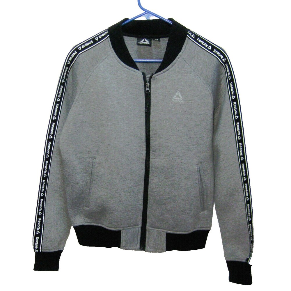 REEBOK Girl's (Size Large) Gray Athletic Full Zip Track Jacket Sweatshirt Coat